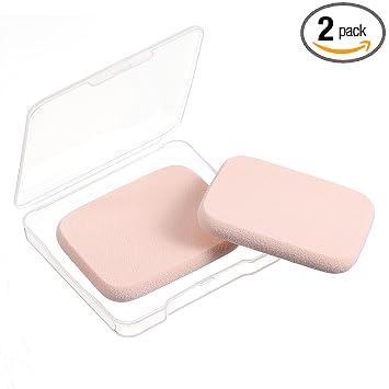 2 esponjas de maquillaje cuadradas para base con 1 estuche de viaje, esponja facial esponja cosmética para esponja de maquillaje, reemplazo para cosméticos, sensibles y todo tipo de piel