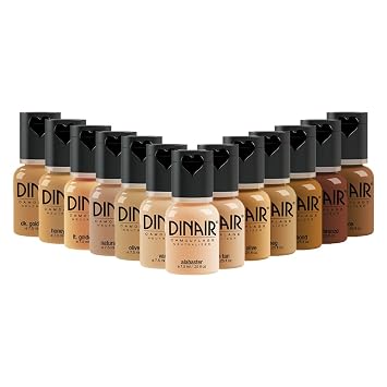Dinair Colección Master Foundation de maquillaje con aerógrafo - Neutralizador de camuflaje perfecto para cubrir cicatrices, acné, tatuajes, círculos debajo de los ojos, manchas solares, vitíligo.
