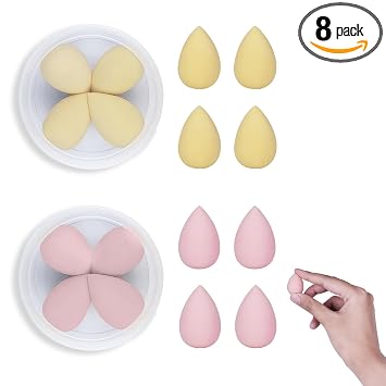Mini licuadora de belleza, 8 unidades, sin látex, suave Bounce de doble propósito, pequeñas esponjas de maquillaje con cajas de viaje, huevo de maquillaje no irritante para corrector,