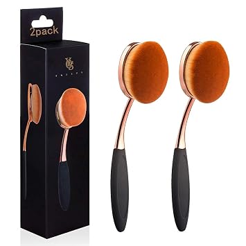 Yoseng - Brocha ovalada para maquillaje, aplicación rápida sin defectos de base líquida, en crema y en polvo, la segunda es más grande (2 unidades)