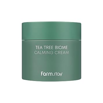 FARMSTAY TeaTree Biome - Crema hidratante facial diaria de día y noche para mujeres y hombres, crema calmante e hidratante para piel seca, sensible y con picazón, acné, cuidado de la piel coreano, 2.70 onzas líquidas
