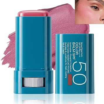Protector solar Blush Stick para mejillas y labios SPF 50 Bálsamo de color