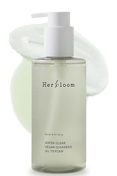 herbloom Green Clear - Aceite limpiador vegano para espuma, limpiador coreano, limpiador de espuma suave equilibrado de pH, limpiador a base de aceite, sin sulfato, cuidado de la piel vegano, 6.76 onzas líquidas
