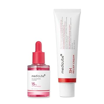 medicube Suero reconfortante y crema Duo ideal para el cuidado después de las manchas: suero TXA y crema hidratante diaria 3H | Set calmante para el cuidado de la piel | Rutina calmante, refinadora del tono y brillo | Cuidado de la piel coreano