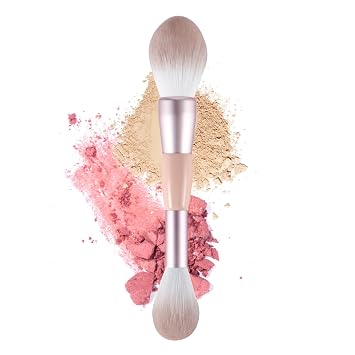Brocha para rubor y bronceador de doble extremo, Kabuki esponjoso para
