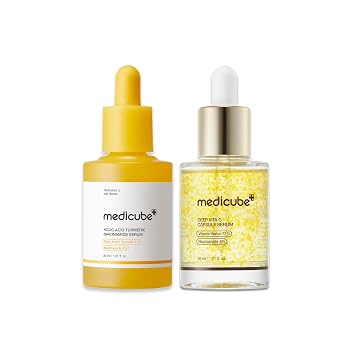 medicube Deep Vita C Clear Capsule Serum Duo: suero de cápsula de cúrcuma de ácido kójico y cápsula profunda de Vita C | Tone Balancing Care Duo, Korean Skincare