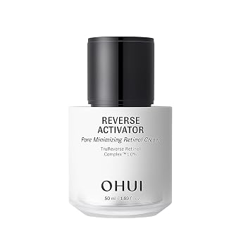 O Hui Crema de retinol reductora de poros con activador inverso, cuidado coreano de la piel, hidratante de retinol bajo a no irritante para la cara, reduce visiblemente las arrugas y el tamaño de los
