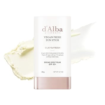 d'alba Piedmont Air Fit Fresh Sun Stick, OTC BROAD SPECTRUM SPF 50+, protección solar no pegajosa sobre la marcha, palo de sol vegano esencial para exteriores, sedoso y fresco, cuidado de la piel