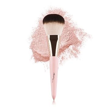 Anne's Giverny Kabuki - Brocha bronceadora grande para base de polvo suelto, brocha de maquillaje para mezclar rubor (rosa)