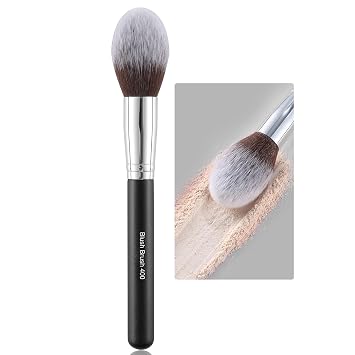ENERGY Brocha para rubor para mejillas, brocha de maquillaje cónica para mezclar polvo de crema, cerdas sintéticas veganas grandes, suaves, aplicador cosmético facial negro