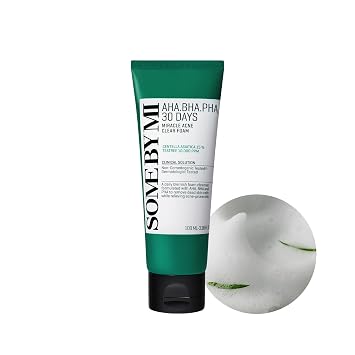 SOME BY MI AHA BHA PHA 30 Days Miracle Acne Clear Foam – 3.38 oz, 100 ml – Jabón facial coreano para acné para una piel suave y clara – Limpiador de ácido salicílico para exfoliación y control del