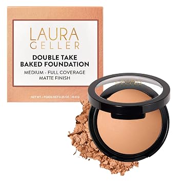 LAURA GELLER - Base de maquillaje en polvo de doble toma, acabado mate, tamaño mediano