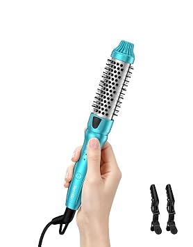 Terviiix Cepillo térmico, mini cepillo caliente de 1 pulgada, cepillo redondo calentado iónico, rizador iónico de cerámica turmalina para cabello corto, temperatura ajustable, doble voltaje