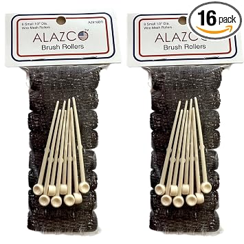 16 rodillos de pelo estilo vintage, mini rodillos de cepillo pequeños, rizadores de malla, cerdas de 2 x 1/2 pulgadas, pasadores de bloqueo flexibles, rizos pequeños, cabello corto