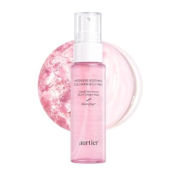 Niebla de gelatina de colágeno calmante intensivo, niebla facial rosa hidratante profunda, hidratante elástico, spray de brillo húmedo, ácido hialurónico, ligero y suave para todas las pieles, cuidado de la piel coreano, 1.01 onzas líquidas