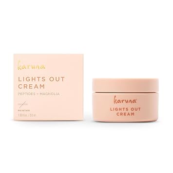 Karuna Lights Out Crema de noche – Crema facial antiarrugas con flor de magnolia, manteca de karité, péptidos y ácido hialurónico – Hidratante hidratante nocturno K-Beauty para mujeres, hombres y todo