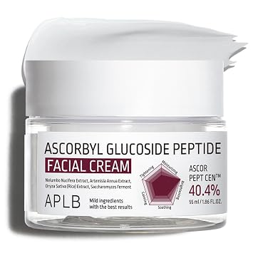 APLB Crema facial de péptido de glucósido de ascorbilo | ASCOR PEPT CEN™ 40.4% 1.86 FL.OZ/Cuidado de la piel coreano, Cuidado de arrugas, Cuidado de la elasticidad, Mejora la textura de la piel, Ayuda