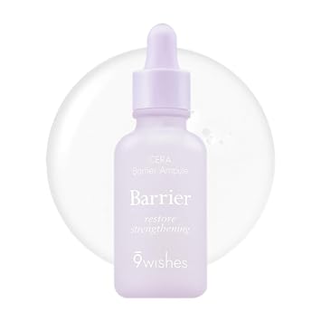 9wishes CERA Barrier Ampule 1.0 fl oz | Ampolla facial ligera hidratante con ceramida NP y pantenol | Suero coreano para el cuidado diario de la cara, todo tipo de piel