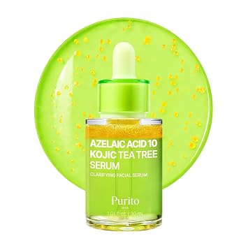 PURITO Ácido Azelaico 10% + Ácido Kójico + Suero Facial de Árbol de Té | para Acné y Marcas, Brotes | Alto Nivel de Ácido Azelaico 10% | Cuidado de la piel coreano, 30mL 1.01 fl.oz