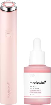 medicube Glass Glow Booster Device Duo | Dispositivo facial de 3 modos para una piel radiante, calmante y de aspecto flexible | ADN de salmón PDRN, péptidos y niacinamida para hidratación y piel de aspecto firme, rosa