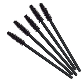 KOLIGHT Paquete de 100 piezas de cepillo de rímel desechable colorido de silicona, aplicador de varitas de cabeza de silicona, kits de brochas de pestañas para ojos (negro)