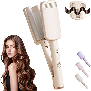 Rizador automático, rizador de pelo ondulado de 1.260 in, beige