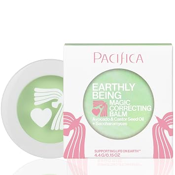 Pacifica Earthly Being Magic Corrector Bálsamo – Corrector de color verde para enrojecimiento, bálsamo suavizante vegano y libre de crueldad, 0.15 onzas