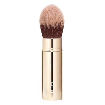 Jouer Essential Travel - Cepillo de maquillaje cosmético para viajes, cerdas sintéticas suaves, sin crueldad, gluten ni parabenos, apto para veganos, dorado, 0.10625 libras