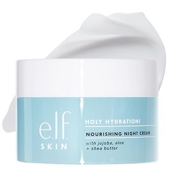 e.l.f. SKIN Holy Hydration! Crema nutritiva de noche, hidratante ultrahidratante, infundida con manteca de karité, calma la piel, 1.76 onzas (el embalaje puede variar)