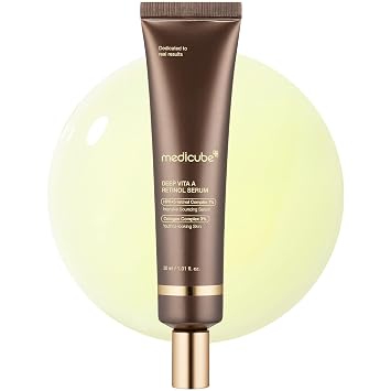 Medicube Deep Reviving Bakuchiol Retinol Suero Facial - Suero Facial Anti-Envejecimiento de 4ª Generación de Retinol y Bakuchiol - Combate Líneas Finas, Tono de Piel Desigual, Cicatrices de