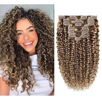 Lacer Jerry - Cabello humano real rizado con clip de 18 pulgadas