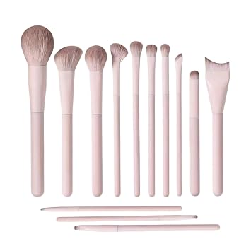 Juego de 13 brochas de maquillaje, kit profesional completo con base, sombra de ojos, rubor y pinceles para labios, cerdas sintéticas suaves para mujeres y principiantes A