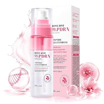 PDRN - Spray facial con péptido y glutatión, suero facial hidratante para piel seca, opaca o deshidratada, espray hidratante iluminador y que aumenta la elasticidad para todo tipo de piel (3.52 onzas