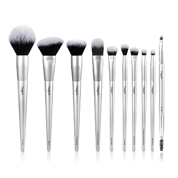 Juego de 10 brochas de maquillaje profesionales, juego de brochas de maquillaje sintéticas de alta calidad, base en polvo, contorno, rubor, corrector de sombra de ojos, delineador de mezcla de