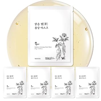 Mascarillas de Ginseng Radiance - Mascarillas faciales hidratantes para una barrera de piel saludable y fortalecida - Máscara facial coreana vegana, sin crueldad
