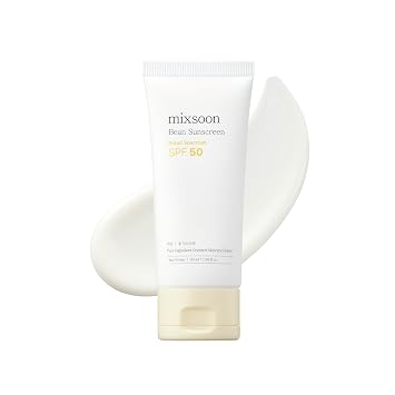mixsoon Protector solar de frijoles, textura ligera y aireada SPF 50, sin pelusas, protector solar coreano para cara, sin yeso blanco, rellenos de calcetines no pegajosos, 1.7 fl oz / 1.69 onzas