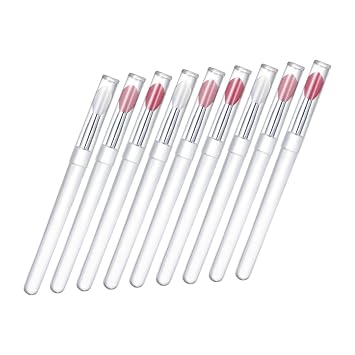 NOLITOY 9pcs Silicona Lip Brush Lip Makeup Cepillos Cap Lipstick Aplicadores Brillo Máscara Mezcla