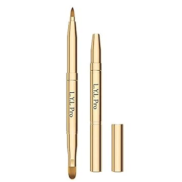 Brochas de maquillaje de labios retráctiles doradas, cepillo de labios retráctil de doble extremo, cepillo de maquillaje de brillo de lápiz labial de viaje para regalos de Navidad