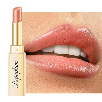 Depuplum Lápiz labial rosa nude para mujer, bálsamo labial teñido con brillo labial