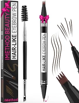 iMethod Lápiz de Cejas – Lápiz de Cejas Mágico 2 en 1 para Mujeres con Punta de 4 Puntas y Punta de Pincel Precisa para Cejas Naturales como el Cabello, Dura Todo el Día, con Cepillo Espoolie para