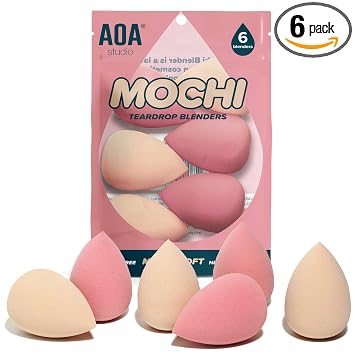 AOA Studio Juego de 6 esponjas de maquillaje Mochi para maquillaje sin látex y de alta definición, juego de 6 licuadoras de maquillaje para crema en polvo y líquido Wonder Blender Beauty Cosmetic (6