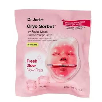 Dr.Jart+ Cryo Sorbet Icy Face Mask - Paquete de 4 para deshinchar visiblemente | Cuidado de la piel coreano
