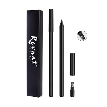 Delineador de ojos para mujeres maduras, diseño de punta redonda, impermeable, resistente al sudor y a las manchas, delineador de ojos de precisión para uso durante todo el día (negro)