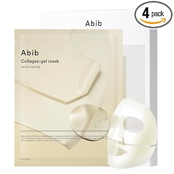 Abib Mascarilla de Gel de Colágeno Jericho Rose Jelly 4 Hojas (Nutritiva) I Colágeno Vegano Coreano, Mascarilla Facial de Hidrogel Refrescante Nutritiva con Ácido Hialurónico para el Cuidado de la