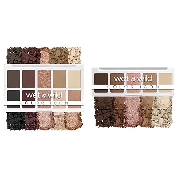 wet n wild Paleta de sombras de ojos de 10 cacerolas Brown Nude Awakening y paleta de 5 cacerolas marrón caminando sobre cáscaras de huevo maquillaje