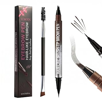 Lápiz de cejas 4D para mujer, resistente al agua, con aplicador de punta de cepillo doble para crear trazos de precisión similares al cabello, adecuado para todo tipo de cejas, de larga duración