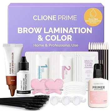 Kit de laminación y color de cejas coreano en casa, kit profesional de laminación y color de cejas de color marrón