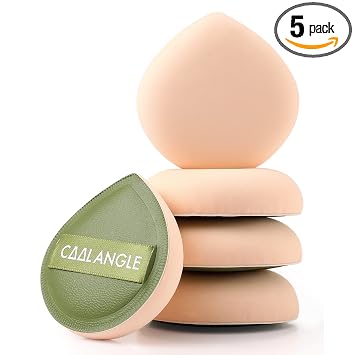COOL-ANGLE 5 esponjas de maquillaje para corrector de base y polvo, esponja mezcladora sin látex para maquillaje natural y fácil, suave, duradera y apta para principiantes, verde, mediana