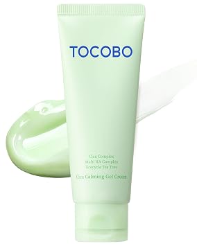 TOCOBO Cica - Crema de gel calmante vegana coreana con cica, ácido hialurónico y árbol de té, gel de pudín ligero y no pegajoso para pieles sensibles, barrera de hidratación de 24 horas, 2.37 onzas