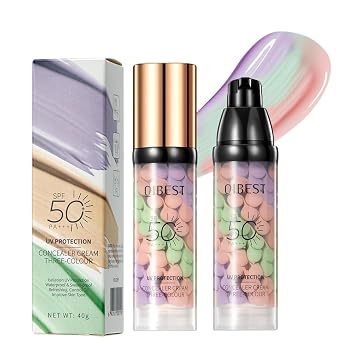 Imprimación facial 3 en 1 antes del maquillaje, protector solar SPF 50 y corrector de color, base de maquillaje hidratante de larga duración, suaviza líneas finas, control de aceite, corrección de